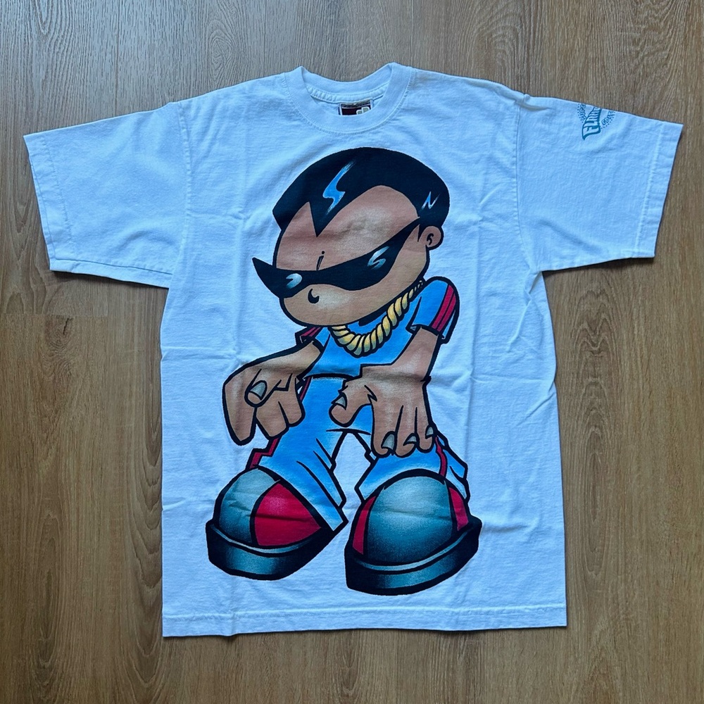 VTG 90s Y2K JNCO Jeans Flamehead  T Shirt Cartoon Graphic Art Anime Skate L